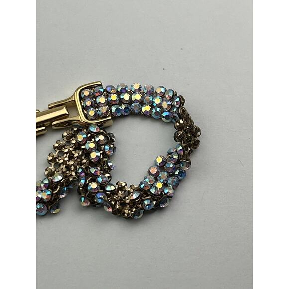 Swarovski Swan Logo Golden Shadow Mesh Clim AB Crystal Bracelet 7.5" - Picture 7 of 9